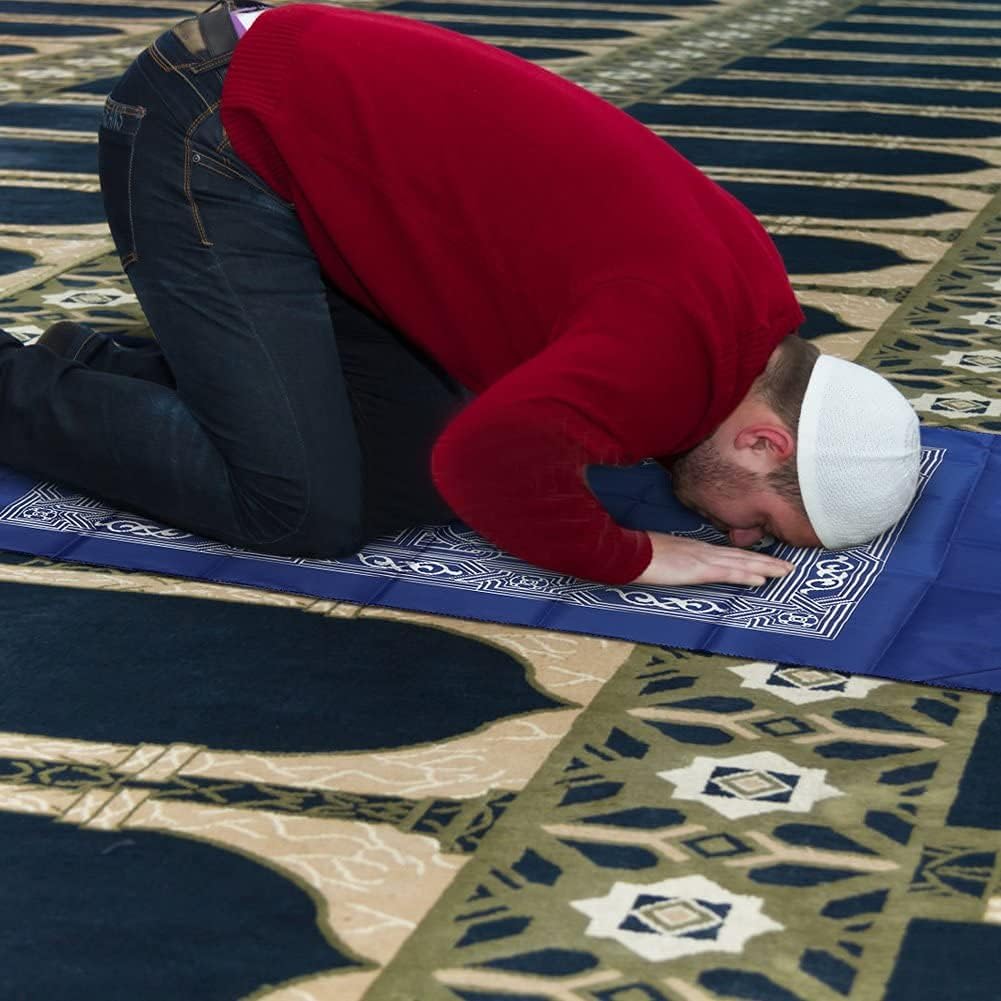 1 Pieces Portable Travel Prayer Mat with Compass, Waterproof Polyester Prayer Rug, Muslim Travel Prayer Mat, for