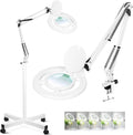 2200 Lumens Esthetician Magnifying Light with Rolling Wheels Base | 12X Real Glass, 144 Bright LED, Stepless