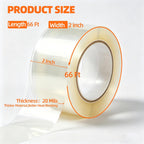 Window Weather Sealing Tape 2" x 66 FT, 20 Mil Thick Clear Duct Tape
