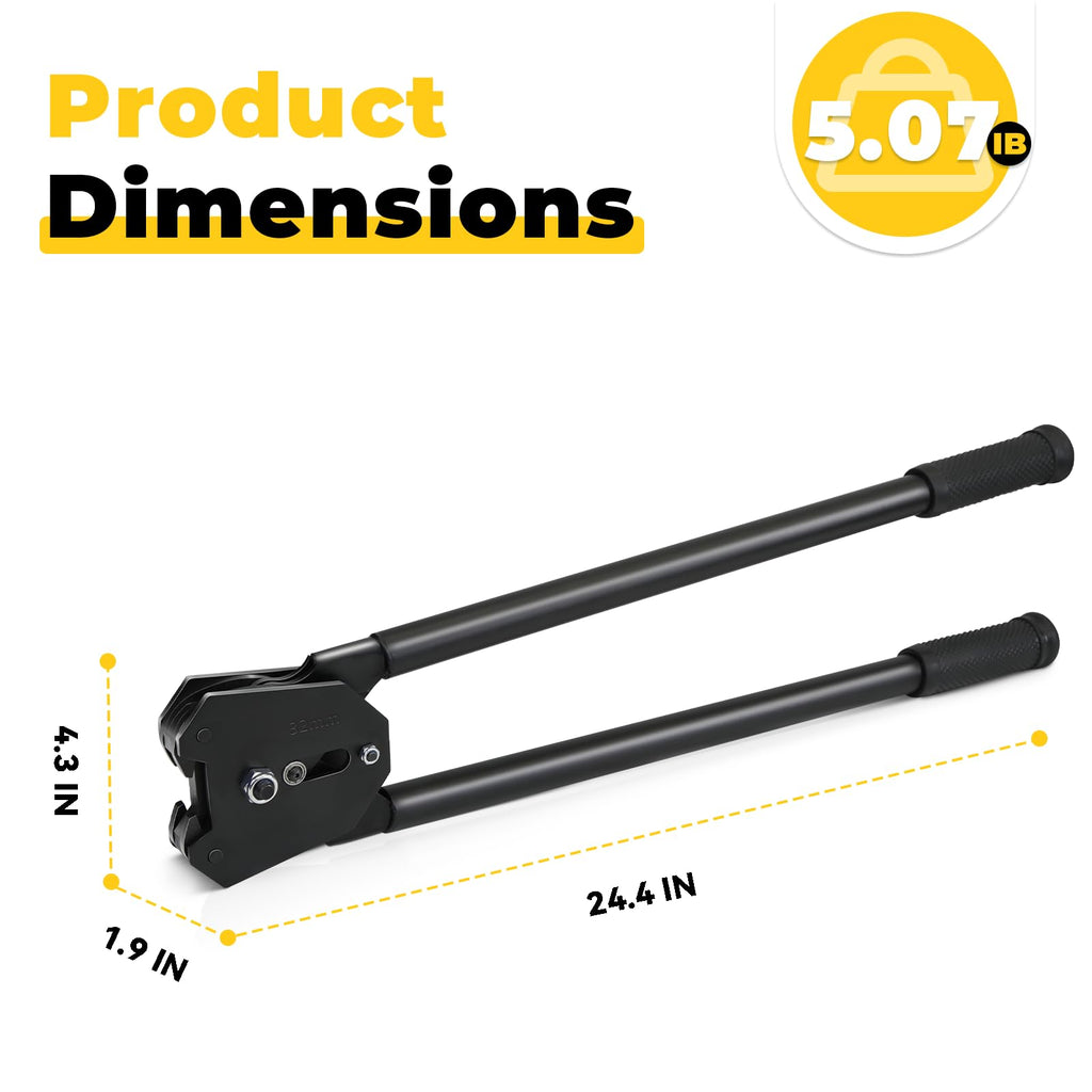 Strapping Sealer/Crimper for 1 1/4" Steel Strapping Band Manual Banding Tool with 19" Extended Handle