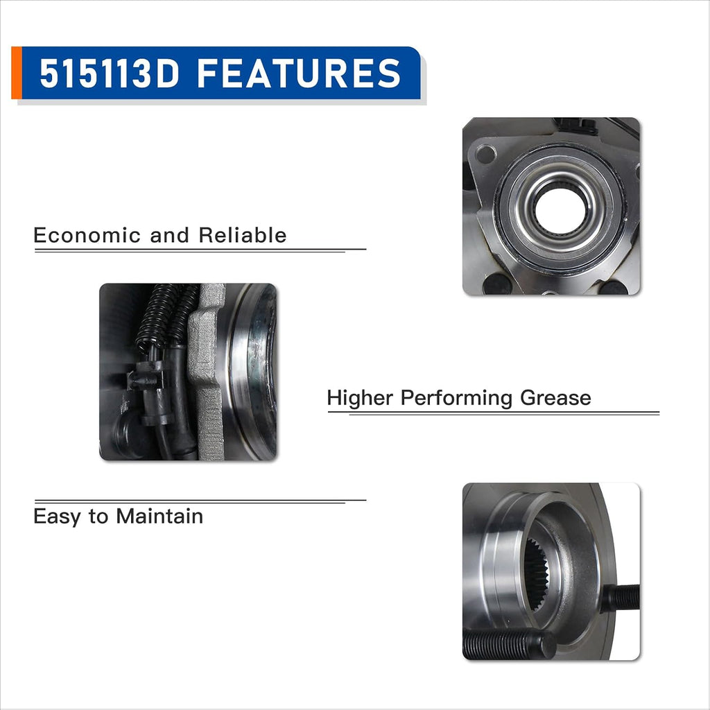 PAROD 515113 Pair Front Wheel Bearing & Hub Assembly Compatible with 2006 2007 2008 Dodge Ram 1500 w/ABS 5Lugs