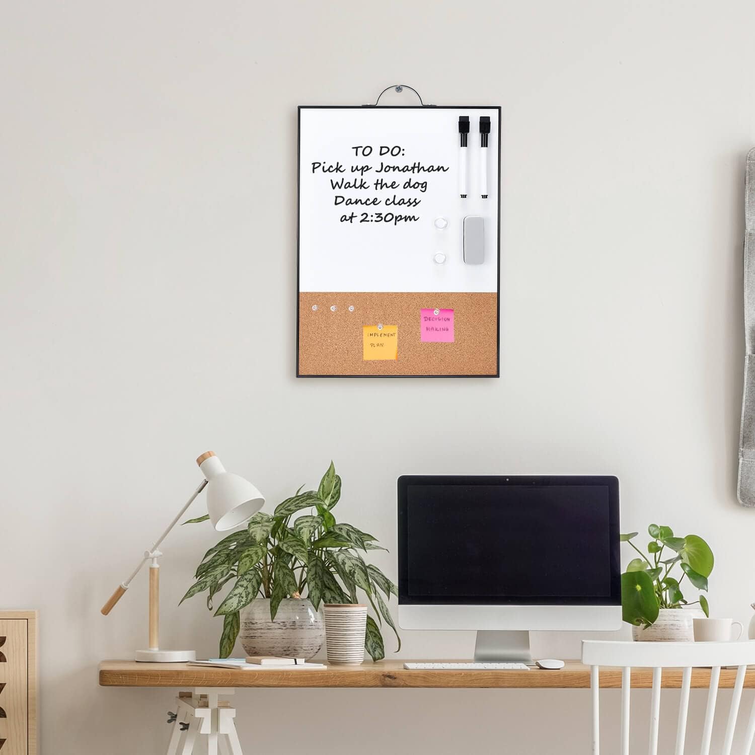 Small Whiteboard Cork-Board - 16" X 12" Portable Aluminum Black Framed Magnetic Dry Erase Board, Small Bulletin Cork