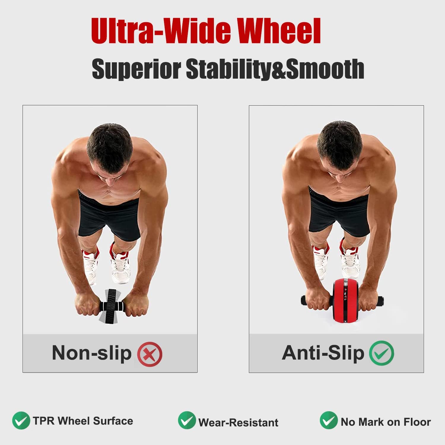 Ab Roller Wheel, Abs Workout Equipment for Abdominal & Core Strength Training, Exercise Wheels for Home Gym Fitness