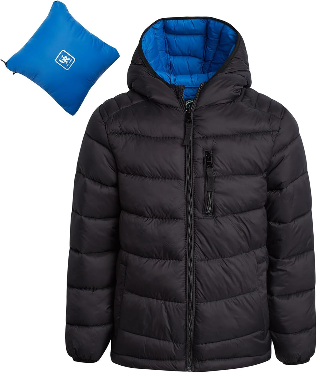 Boys Puffer Jacket - Packable Warm Insulated Hooded Boys Winter Coat with Pockets (Sizes 4-20)