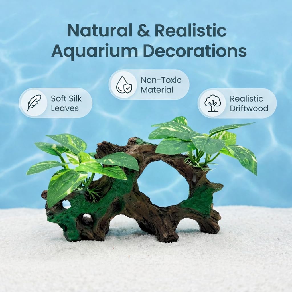 Aquarium Decorations Cave Silk Aquarium Plants Betta Fish Tank Decor | Soft & Safe Fish Tank Accessories, Aquarium
