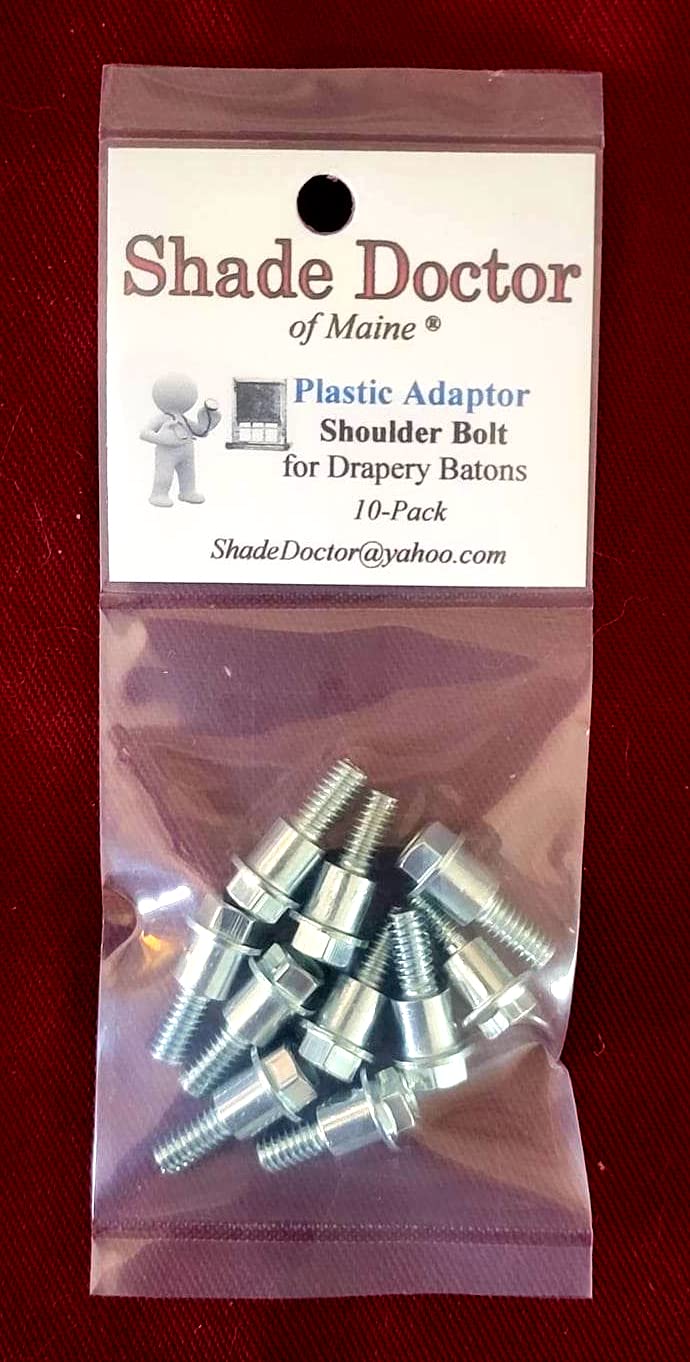 Plastic Adapter 1/4" Shoulder Bolts for Drapery Batons - 10 Pack
