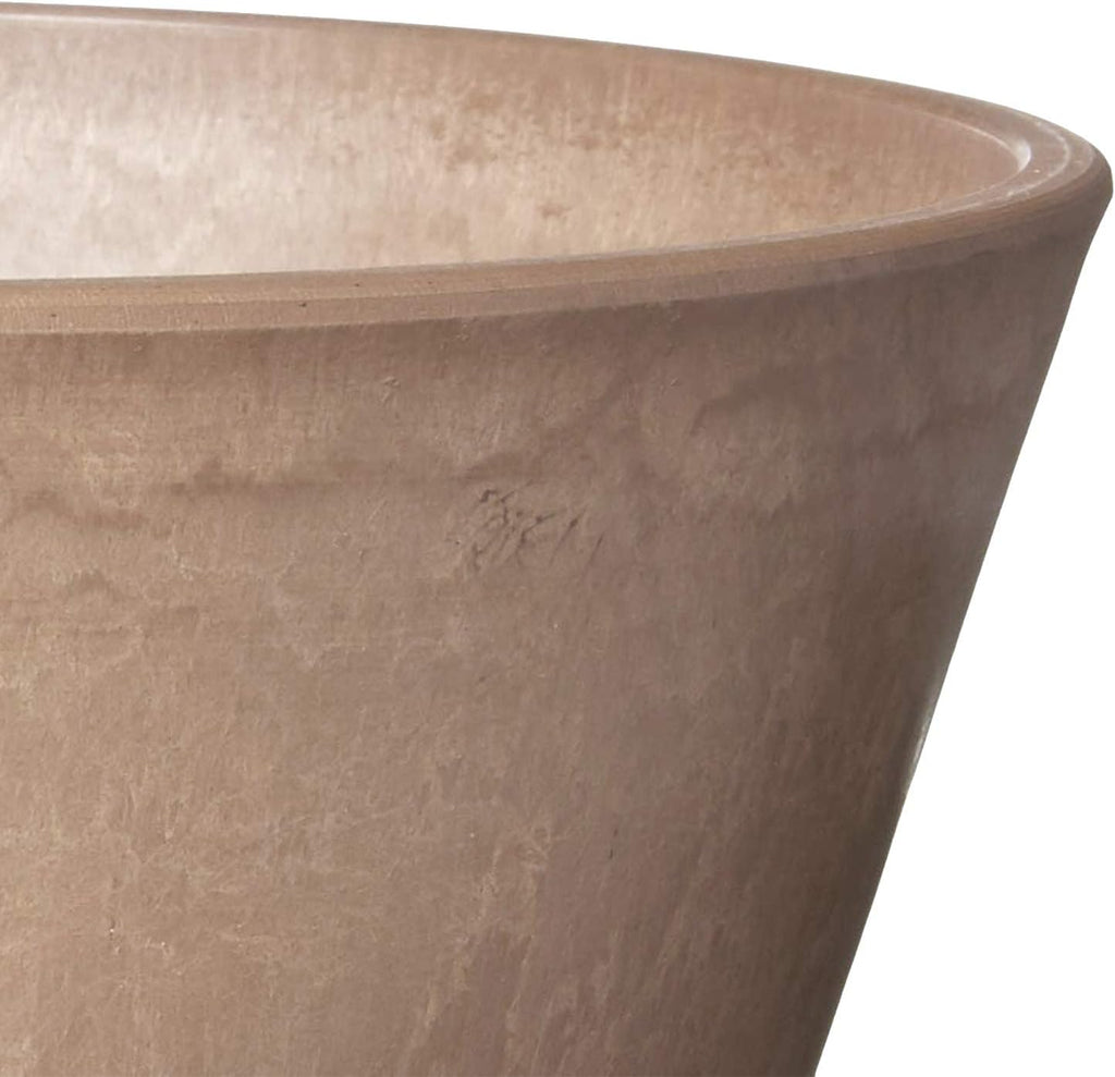 PSW Pot Collection TD25TP Plastic/Stone/Wood Composite Shallow Bulb Pan - No Drainage Hole (Drillable), Planter for