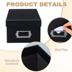 9 Pcs Kraft Storage Boxes Rectangle Stacking Boxes with Lids and Cardboard Organizers with Gold Label Holders for