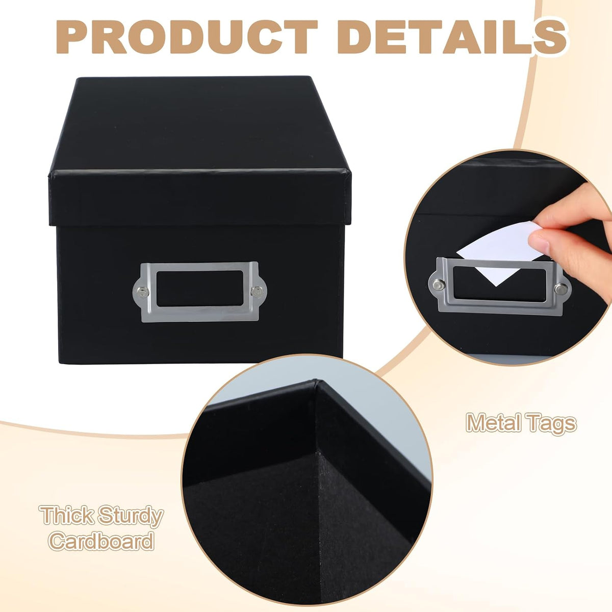 9 Pcs Kraft Storage Boxes Rectangle Stacking Boxes with Lids and Cardboard Organizers with Gold Label Holders for