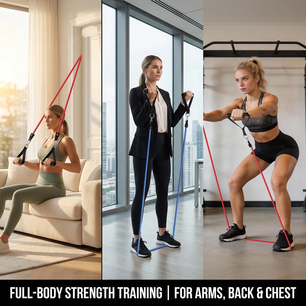 10-150LBS Resistance Bands with Handles, Ankle Straps, Door Anchor | Accredited Lab Certified, 100% Natural Latex