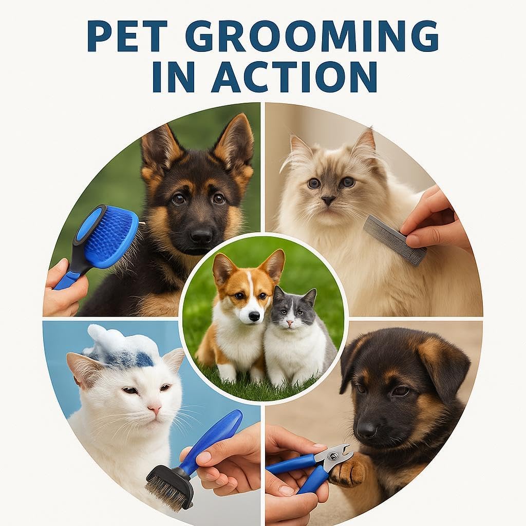 Dog Grooming Kit 6-in-1 for Heavy Shedding – Professional Pet Grooming Tools Set, Complete Home Care Kit with