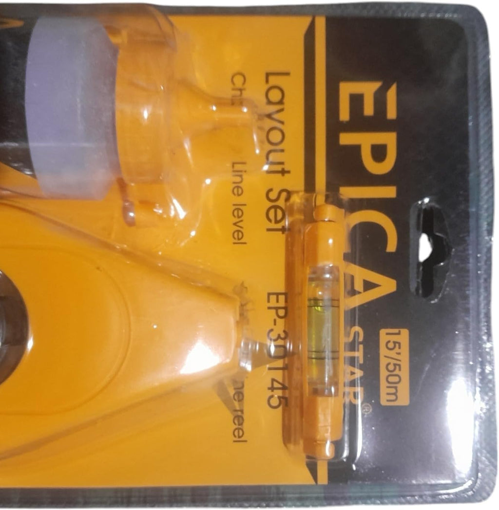 Layout Set (Chalk, Line Level, 50' Chalk Line Reel) 15'/50m (Pack of 10 Pieces).