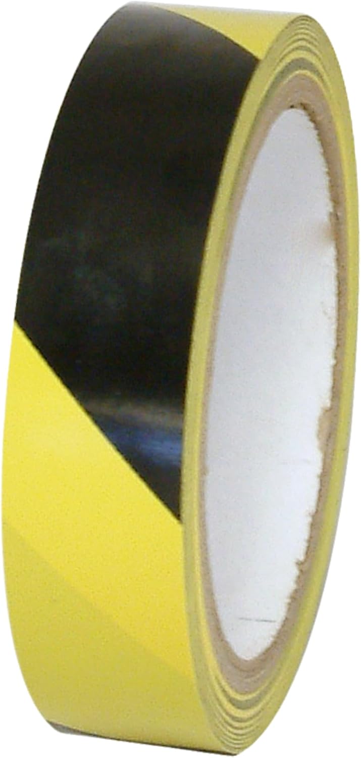 JVCC Hazard Warning Tape 6 mils Thick, 1 in. x 18 yds. (Black with Yellow Stripes)