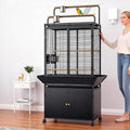 71 Inch Large Bird Cage with Play Top & Storage Cabinet, Wide Flight Cage | Birdcage with Storage for Parrot