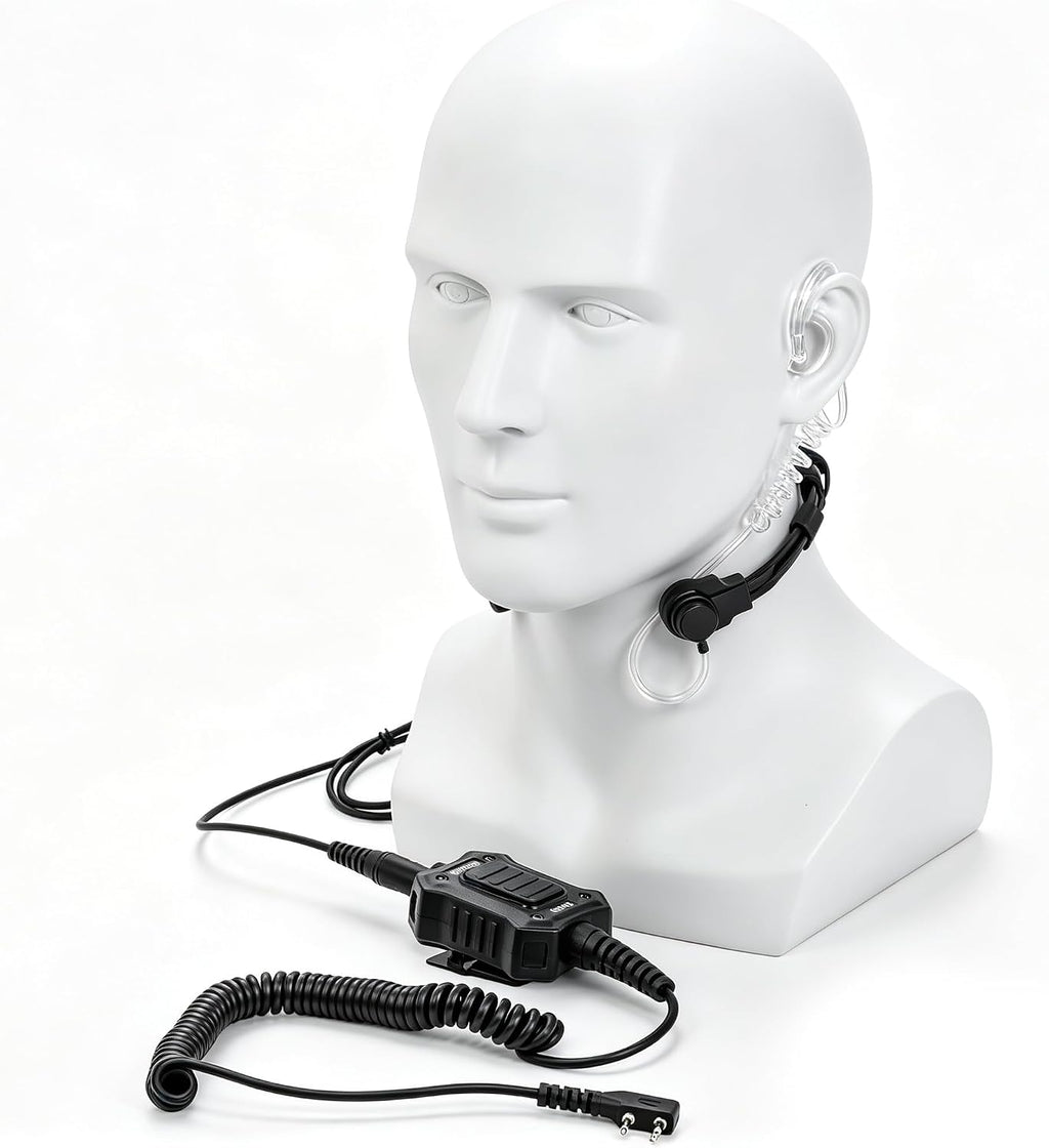 Throat Mic Tactical Earpiece U94X PTT 2 Pin TK Jack 7.0mm Plug Push to Talk Headset for Baofeng UV5R BF-F8HP UV-17