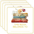 This Book Belongs to Stickers, Floral Designed Book Stamp Personalized Labels,Adhesive Name Labels Book Plates for