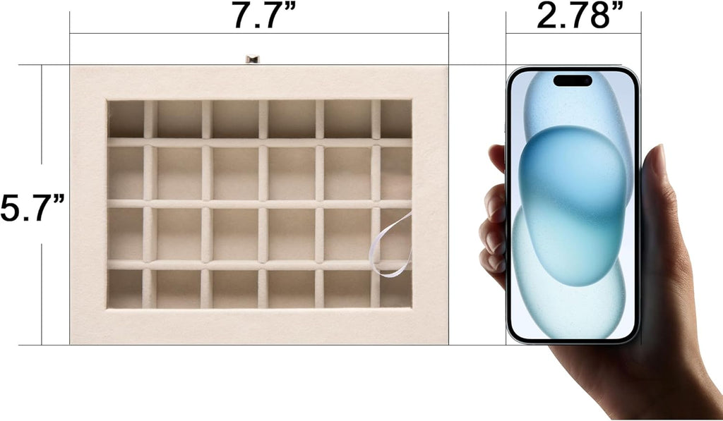 24 Grid Jewelry Tray,Velvet Stud Earring Organizer,Small Jewelry Organizer with Clear Lid,Lockable Earring Holder