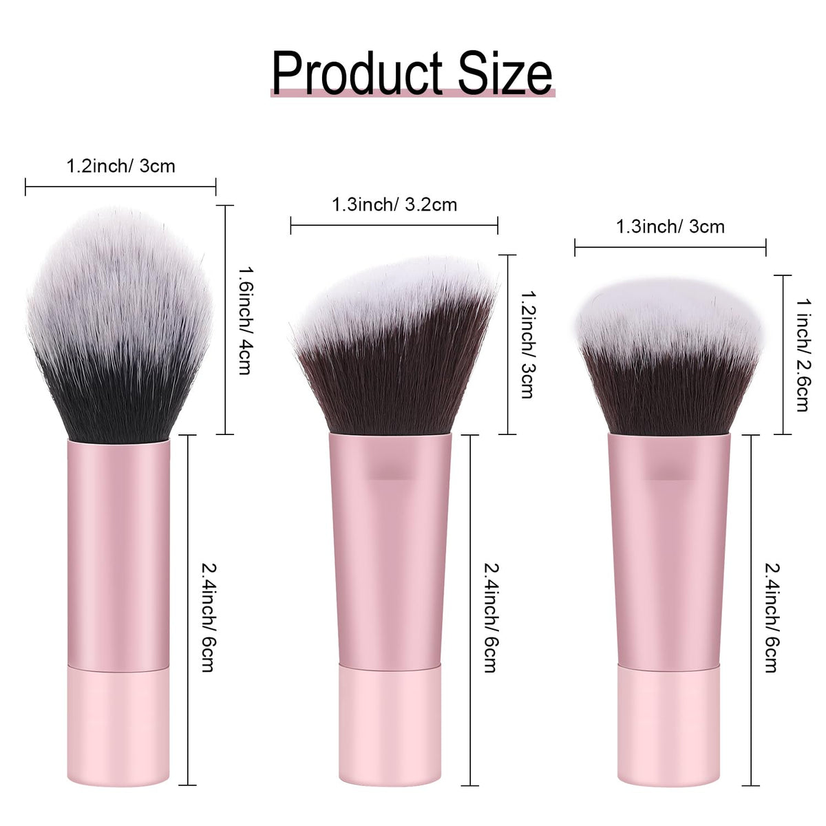 Foundation Contour Powder Brush Set, 3PCS Premium Travel Kabuki Mini Brush