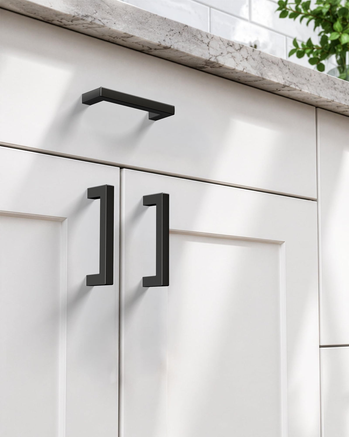 Matte Black Cabinet Handles, 3 Inch CC, Solid Kitchen Pulls, 25 Pack