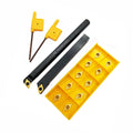 14PCS 3/8in10mm Shank Indexable Lathe Tool Holder Bit Set for Turning Milling Boring bar with Indexable Carbide Turning Insert CCMT21.51 DCMT21.51 (3/8 Holders + 12pcs DCMT2.51)