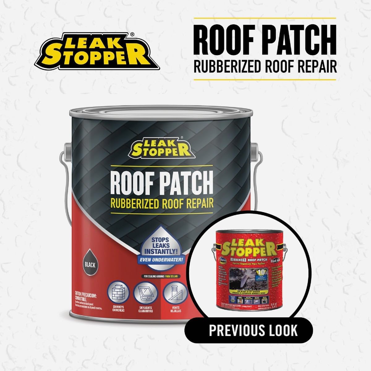 Gibson Leak Stopper Rubberized Roof Patch 1 Gallon | 100% Flexible Instant Sealant for Built-Up Roofs, SBS Modified