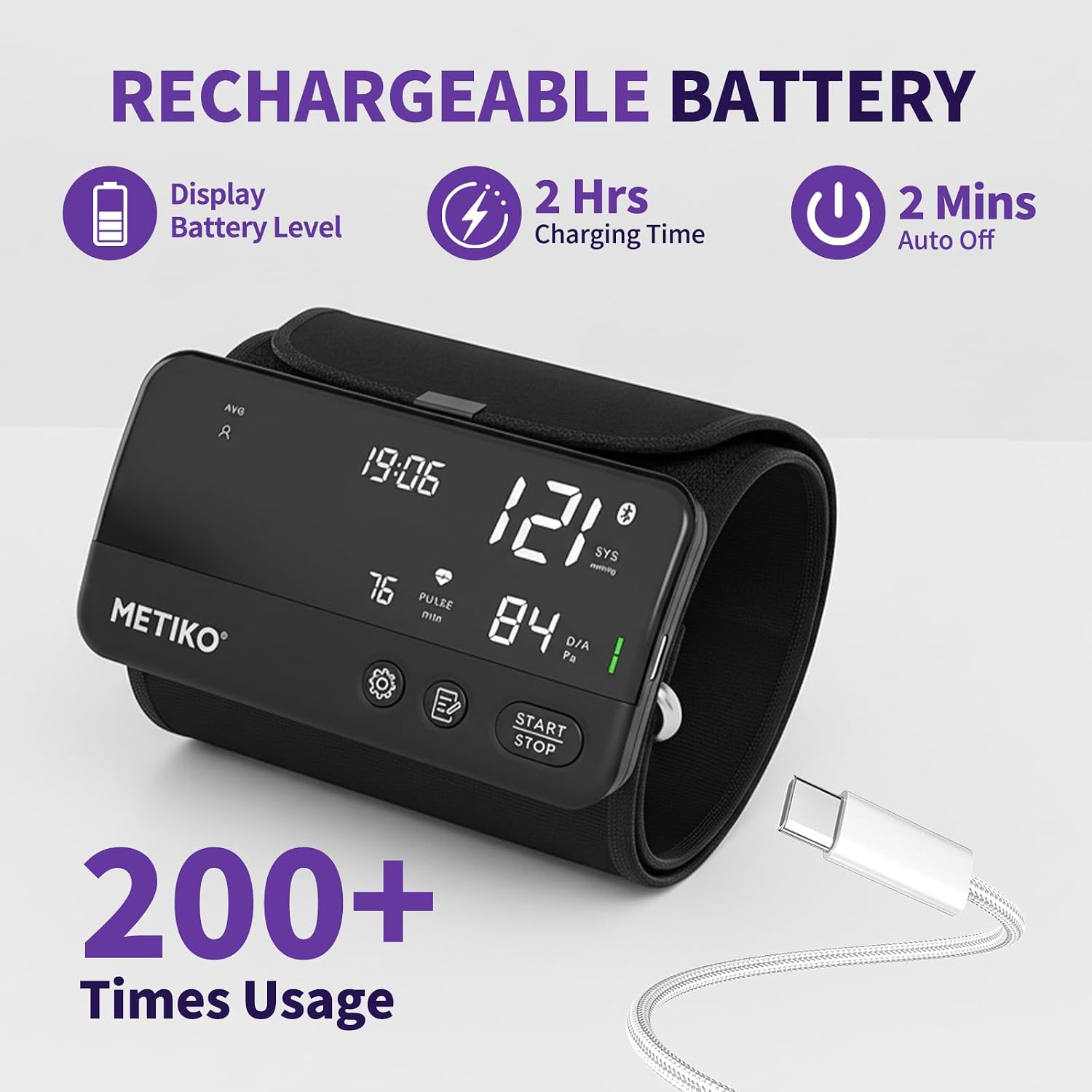 Wireless Blood Pressure Monitor Upper Arm Bluetooth Blood Pressure Machine, Ultralight Portable Rechargeable Blood