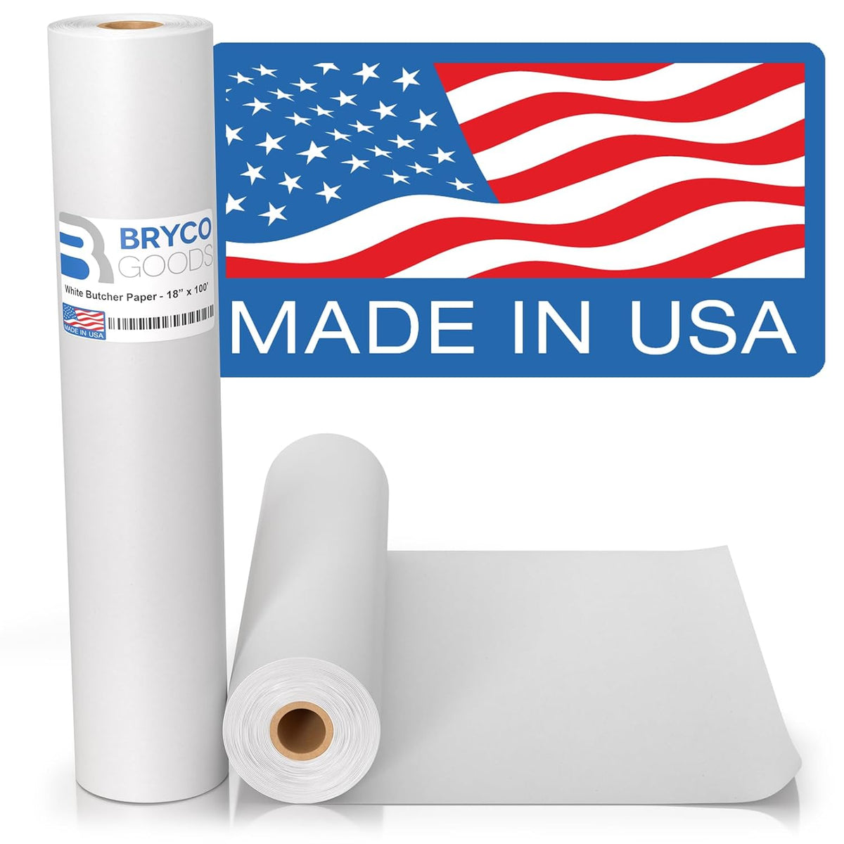 White Kraft Butcher Paper Roll - 18" x 1200” (100 ft) - Uncoated, Unwaxed, Food-Grade Paper for Smoker, Grilling