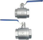 VARMHUS NPT Female 316 Stainless Steel Full Port Ball Valve Vinyl Handle WOG1000 (2")