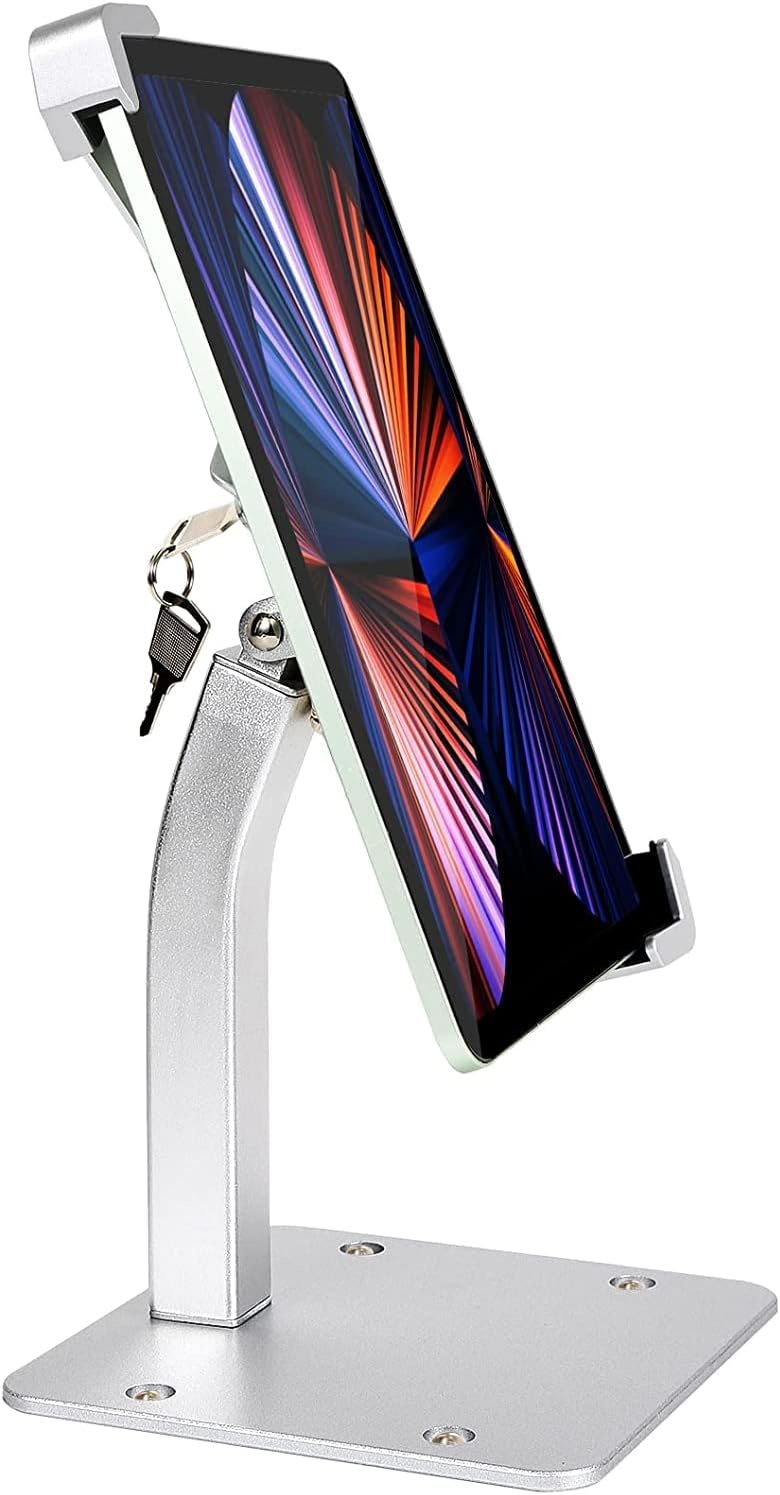 Anti-Theft Desktop Tablet Kiosk Stand Holder, Heavy Duty Countertop Tablet POS Display Mount with Security Lock and