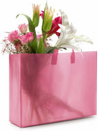 Pink Plastic Gift Bags, Frosted, 16x6x12, 50 Pack