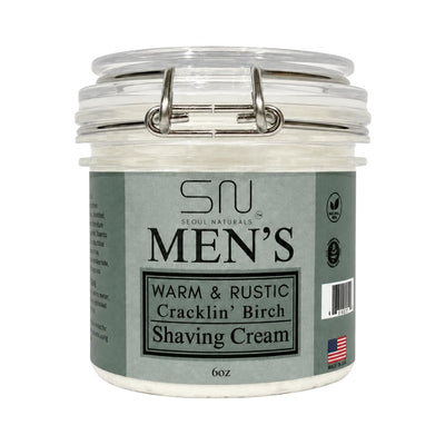 Warm and Rustic Cracklin' Birch Shaving Cream with Barber Brush, k beauty, 6 oz