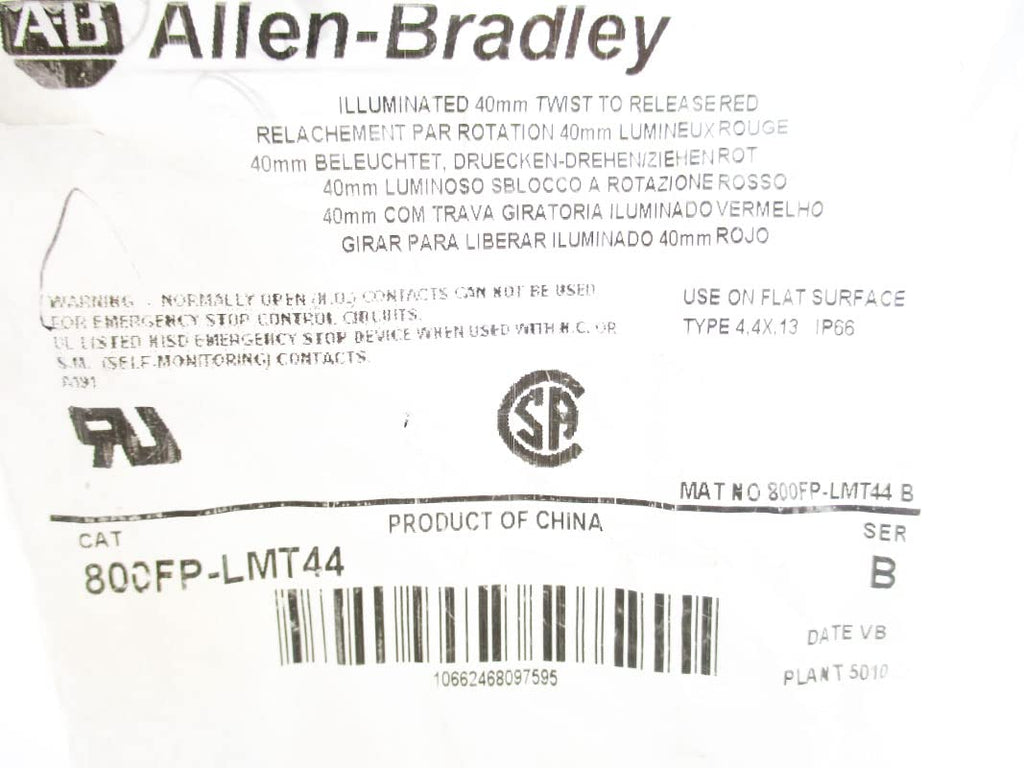 Allen Bradley 800FP-LMT44 PUSHBUTTON
