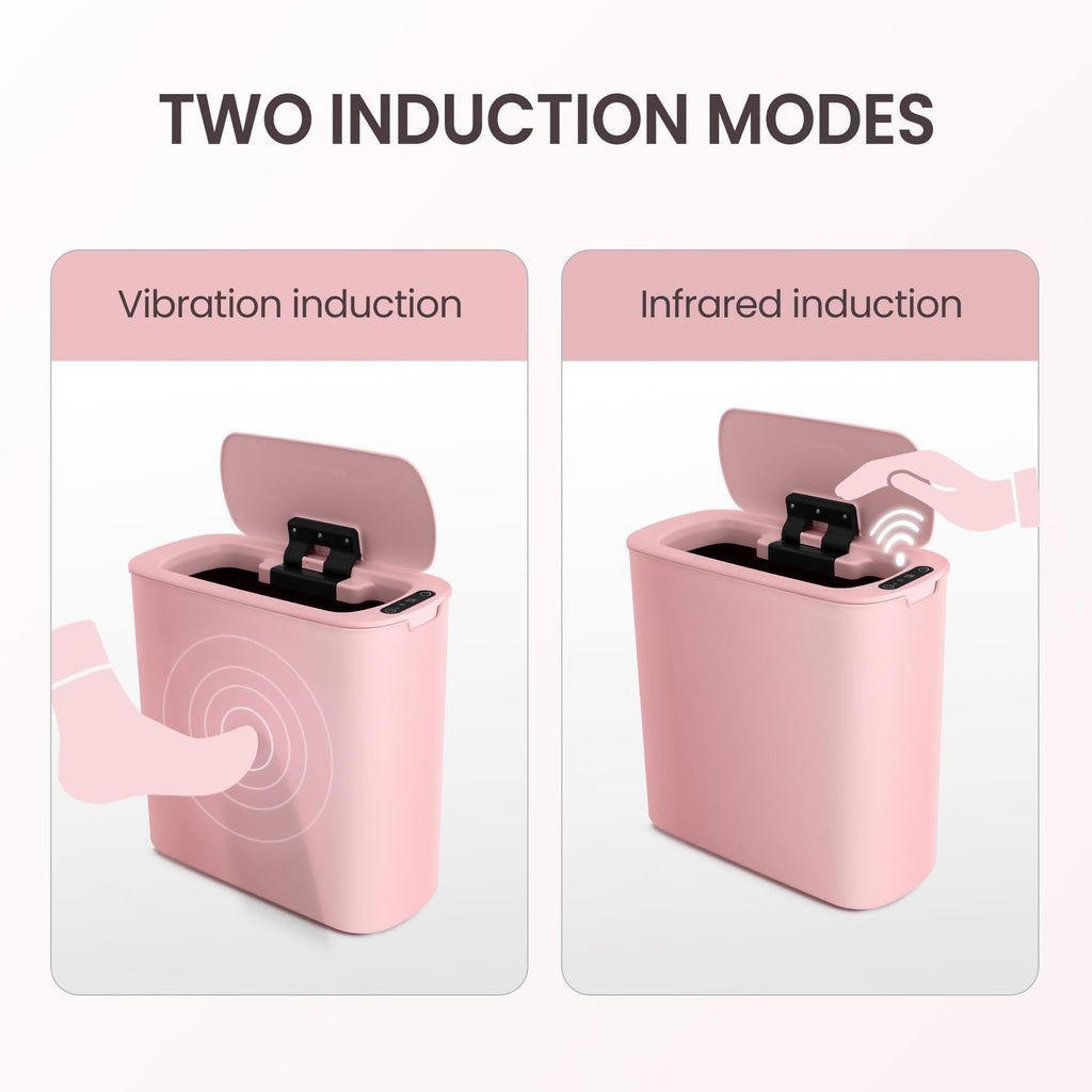 Automatic Small Bathroom Trash Can with Lid, 2.6 Gallon, Pink