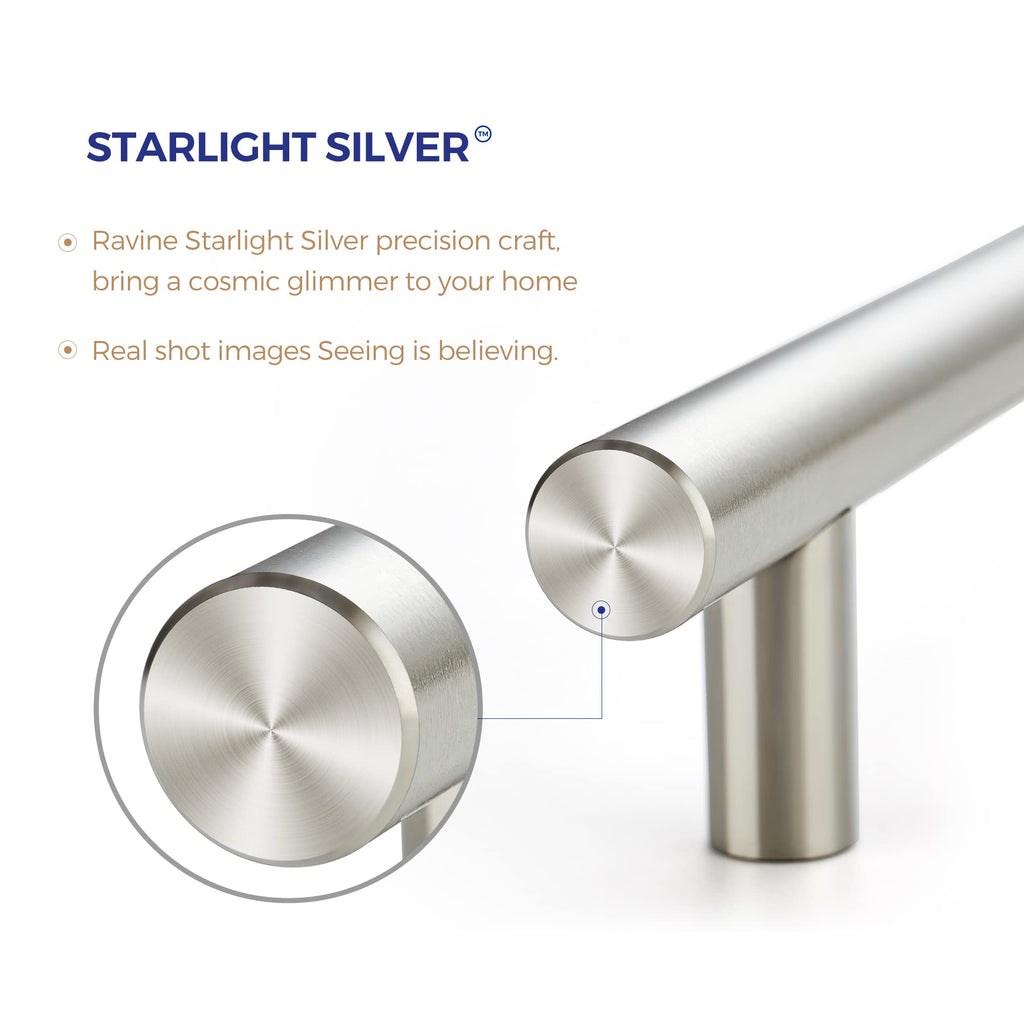 Cabinet Handles, Brushed Nickel,5" Length,3" Hole Center,30 Pack