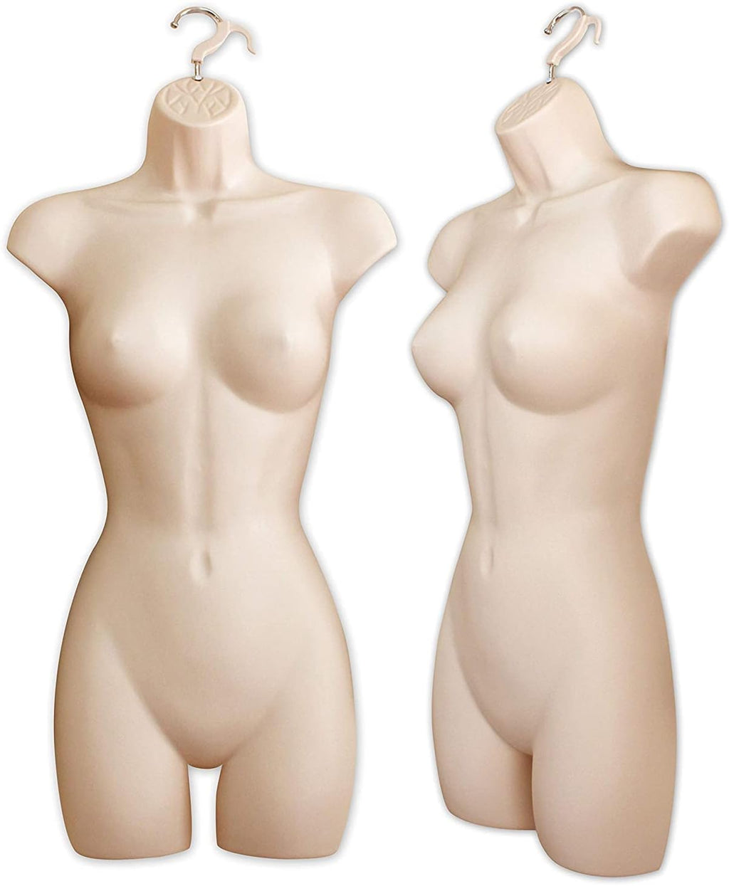 Female Mannequin Hip Long Torso Hollow Back Body Stackable Dress Form with Hanging Hook for Tshirt Display