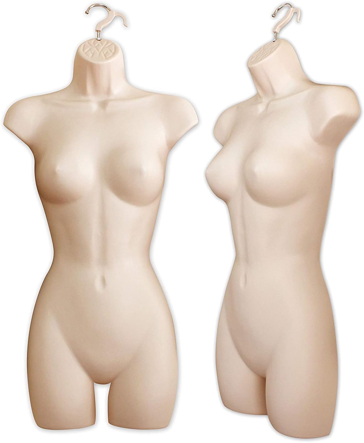 Female Mannequin Hip Long Torso Hollow Back Body Stackable Dress Form with Hanging Hook for Tshirt Display