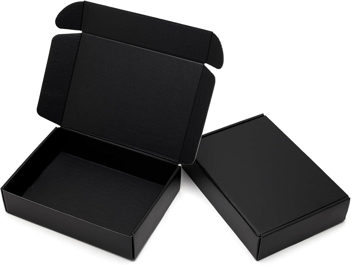 Shipping Boxes 12x9x2 Inches 25 Pack Black Corrugated Cardboard
