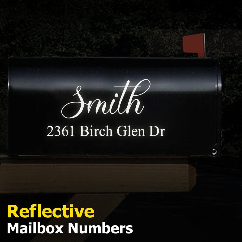 Reflective Mailbox Numbers Street Address Custom Vinyl Decal | House Numbers for Outside, House Address Sign Self