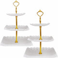 2 Pack 3 Tier Plastic Dessert Cupcake Stand Cupcake Tower Stand White Cupcake Holder Tiered Serving Trays for Dessert