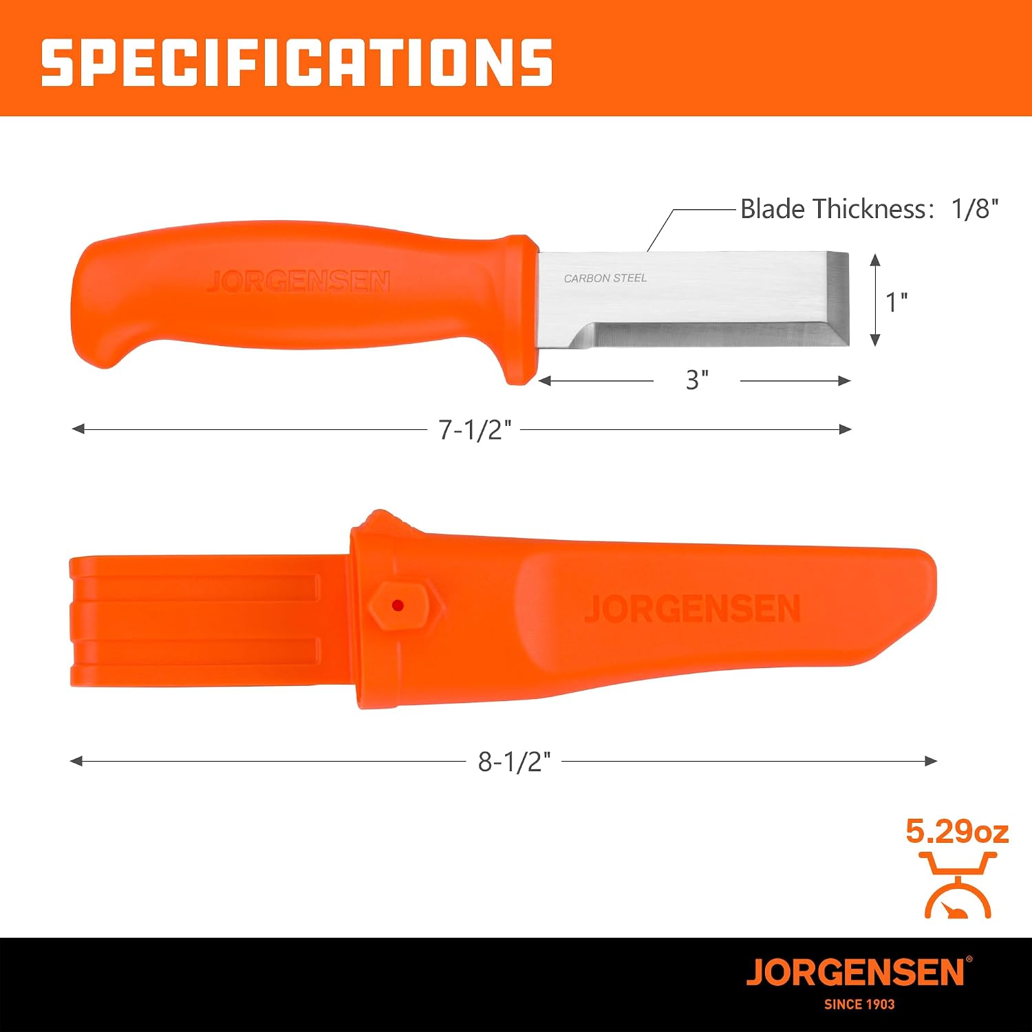 Wood Chisel Knife with Sheath, SK5 Carbon Steel Blade | Ergonomic Handle & Full Tang Design, Wood Chisel for
