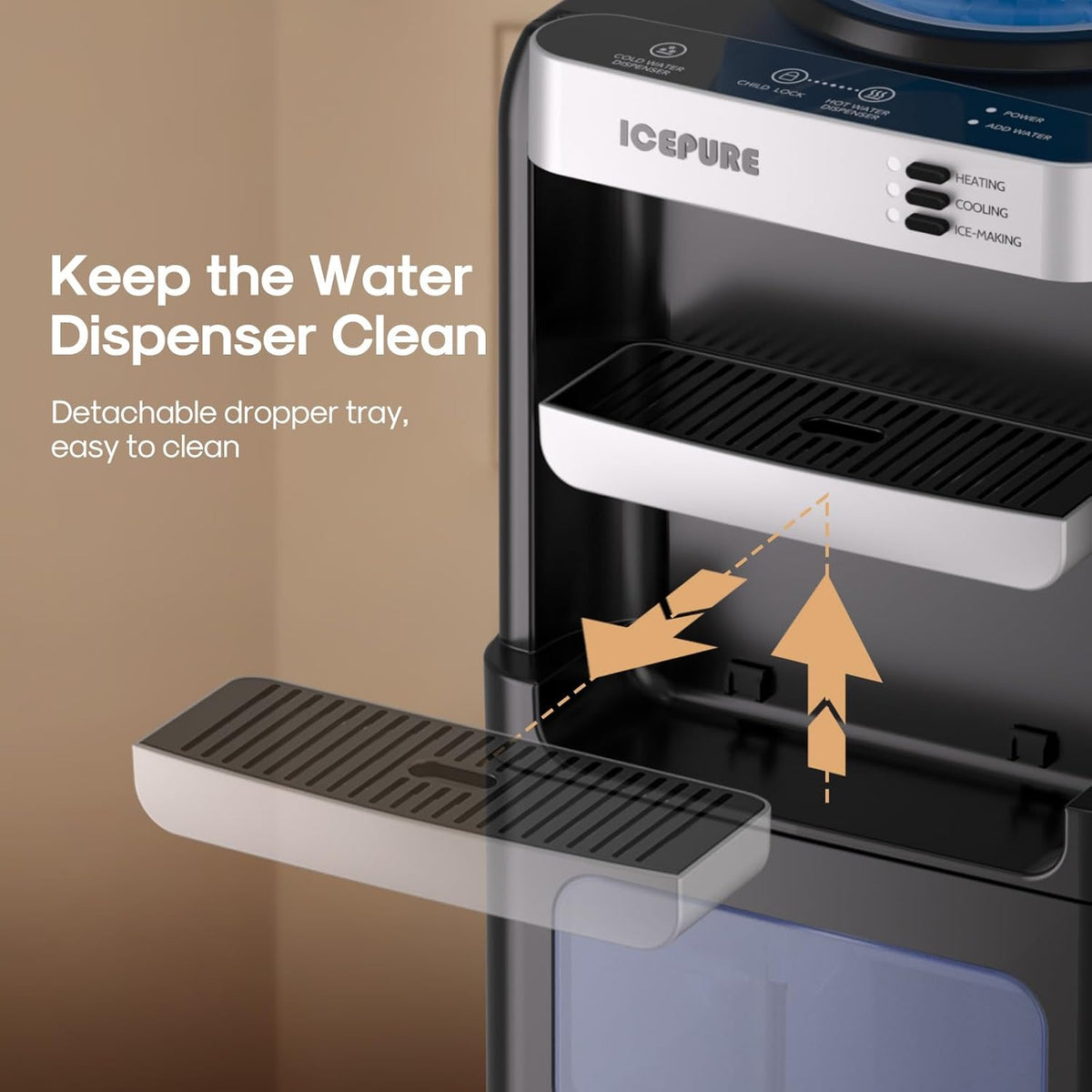3-in-1 Water Cooler with Ice Maker, Water Dispenser and Ice Machine