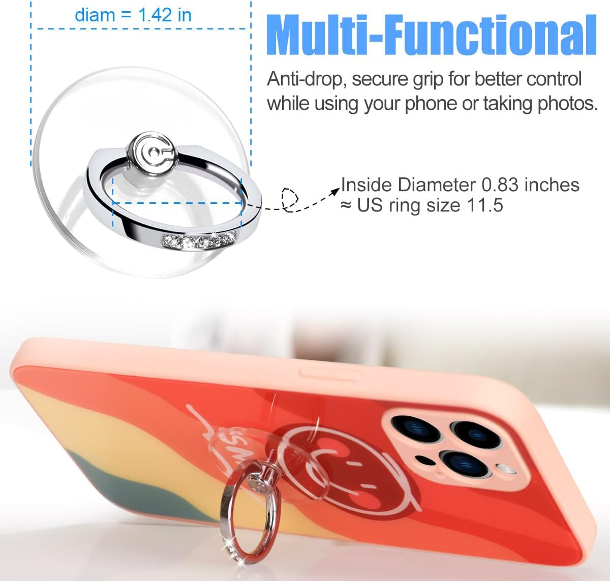 Transparent Phone Ring Holder Grip - EI Sonador Clear Cell Phone Ring Stand Holder Finger Grip Kickstand 360°