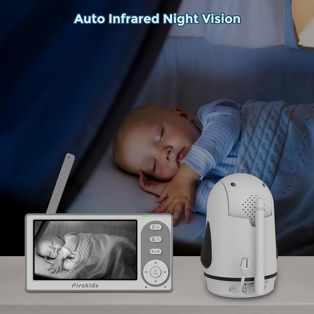 Baby Monitor - 1000ft Long Range Baby Monitor with Camera and Audio No WiFi, Built in 3500mAh Battery,Auto Night