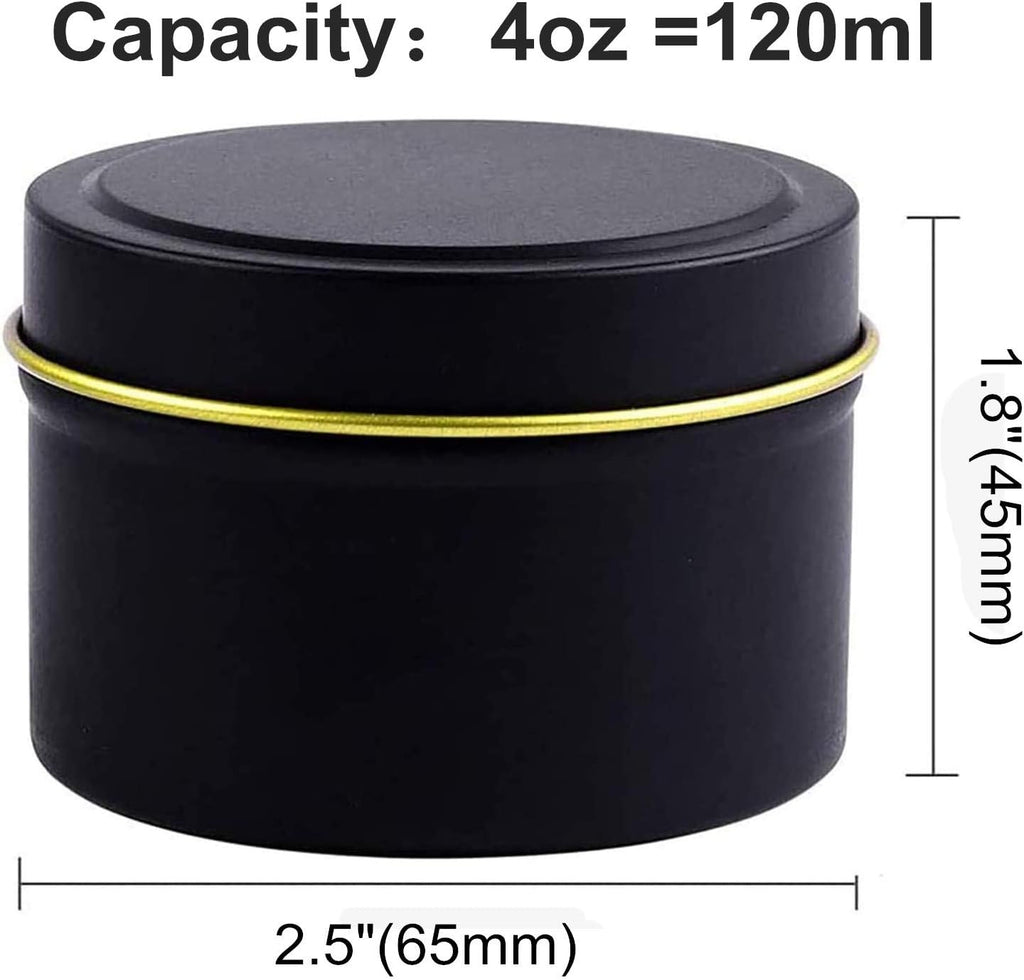 24 Pieces Black Candle Tins 4oz, Candle Jars,Bulk Candle Containers for Candle Making,Storage Jars,DIY Candle Making