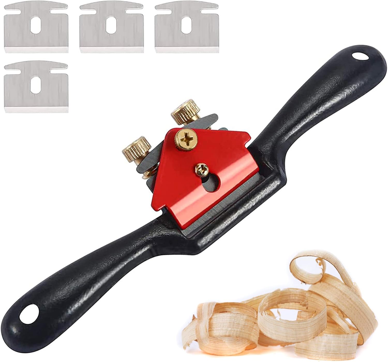 9'' Adjustable SpokeShave with 4 Blades, Home Woodworking Hand Planes, Portable Smoothing Planes Tool for Wood Craft