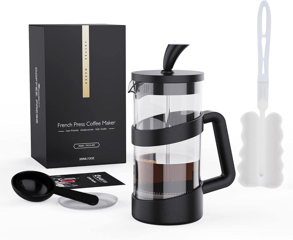 Mini French Press Coffee Maker, 12 oz, Camping Coffee Press Pot, Small French Press, Tea and Frothed Milk Press