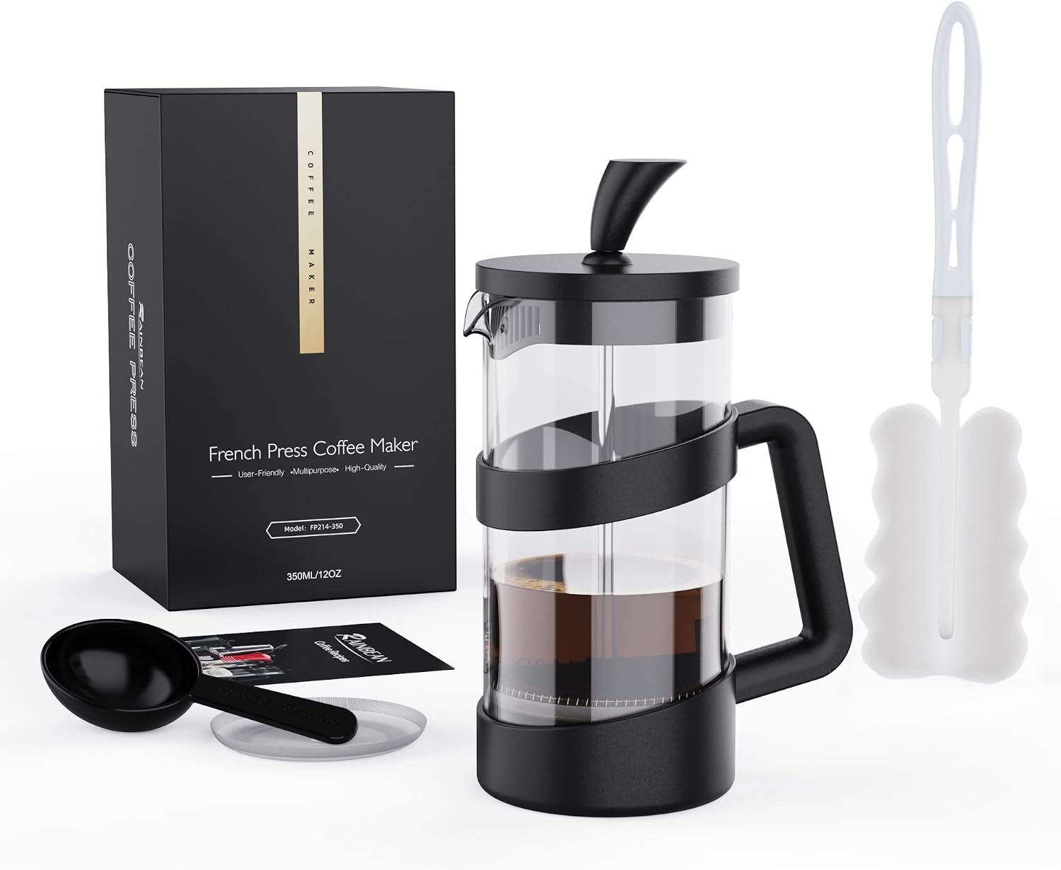 Mini French Press Coffee Maker, 12 oz, Camping Coffee Press Pot, Small French Press, Tea and Frothed Milk Press
