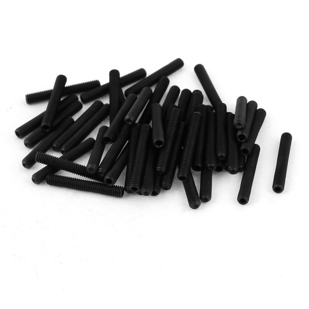 uxcell 50Pcs M3x20mm Alloy Steel Hex Socket Set Grub Screws Black