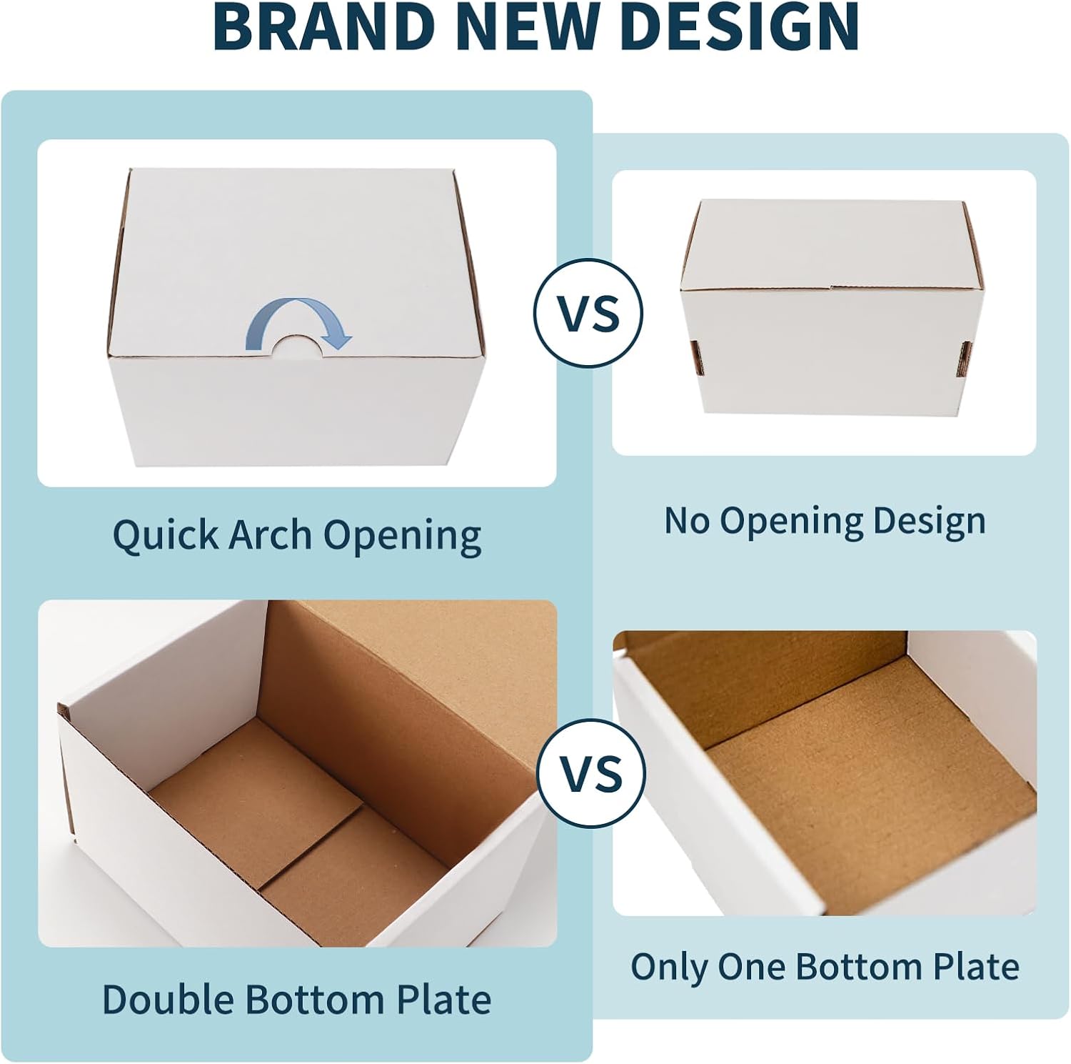 50 Pack 7x5x4 Shipping Boxes for Small Business Packing, White Corrugated Cardboard Mailer Boxes for Shipping Mailing