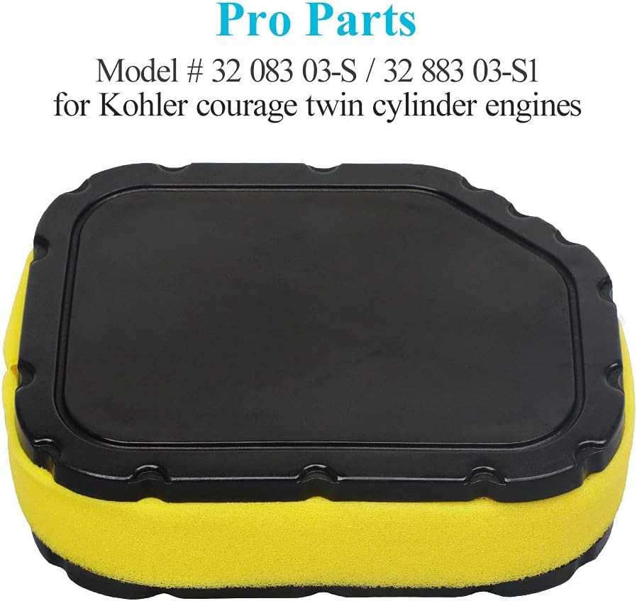 HOODELL 2 Pack 32 083 03 Air Filter Fit Kohler Courage Engine SV710 SV715 SV720 SV730 SV735 SV740 Lawn Mower, Replace 32 083 05-S Pre Cleaner 32 883 03-S1 Air Filter